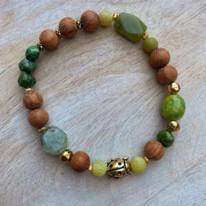 Lady Bug | Arizona Turquoise, Jade and Prehnite Boho Diffuser Bracelet